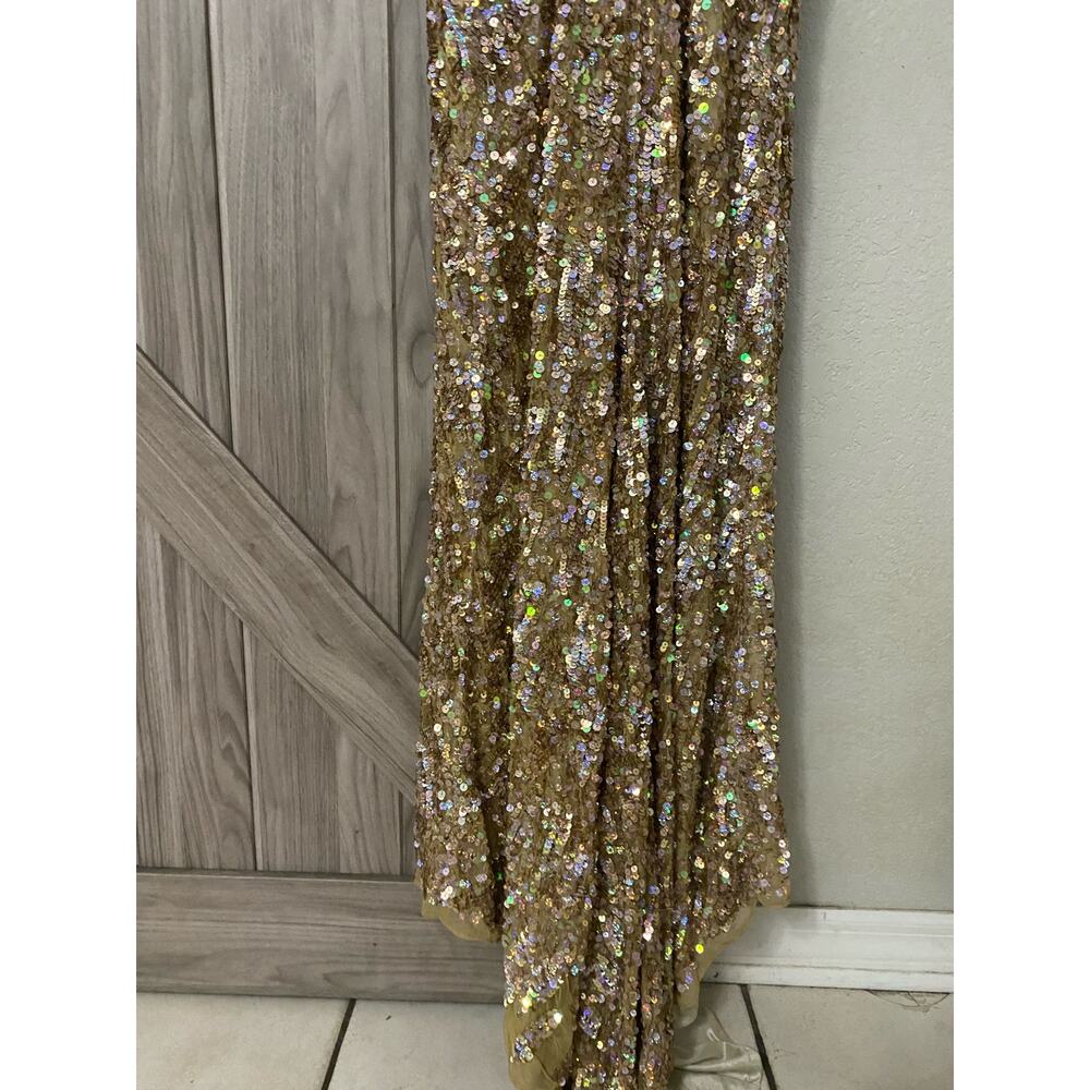 NEW Mac Duggal size 10 style 3434A sequin gold gown - Picture 11 of 13